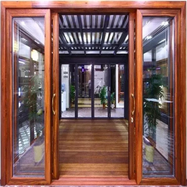 Cửa nhôm Việt Pháp màu vân gỗ