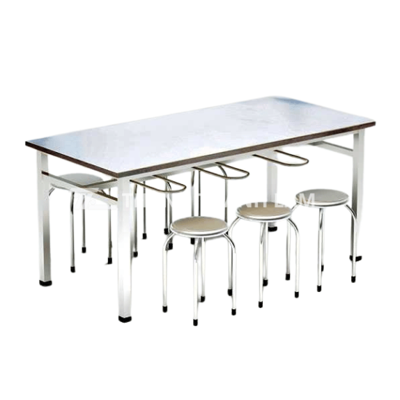 Bàn ăn công nghiệp Inox 6 chỗ ngồi